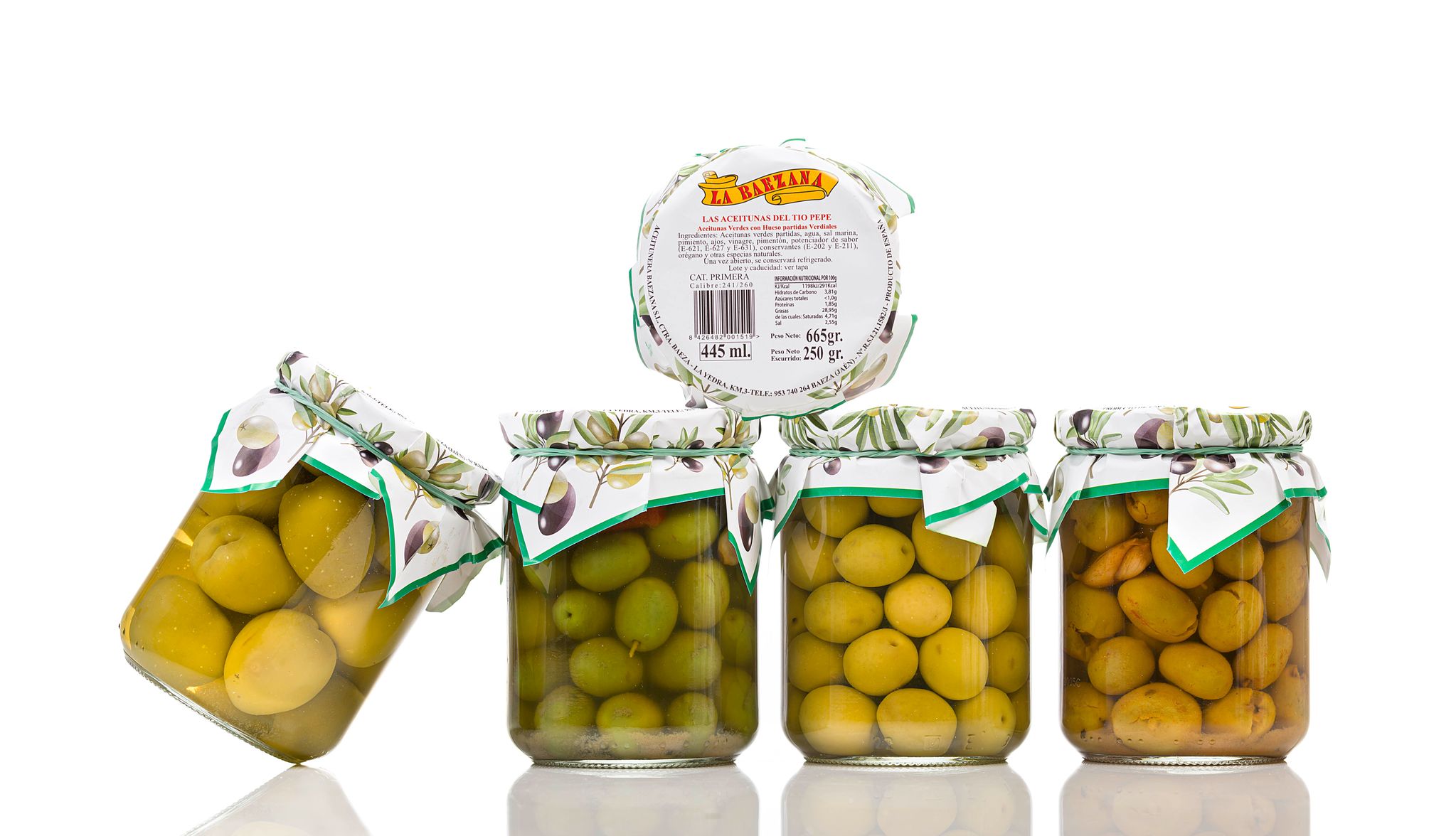 Variedad de 4 tarros Aceitunas La Baezana – Selección de Aceitunas Españolas