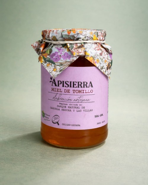 Miel de Tomillo 500 gr Apisierra | Miel Artesanal Monofloral de la Sierra de Cazorla
